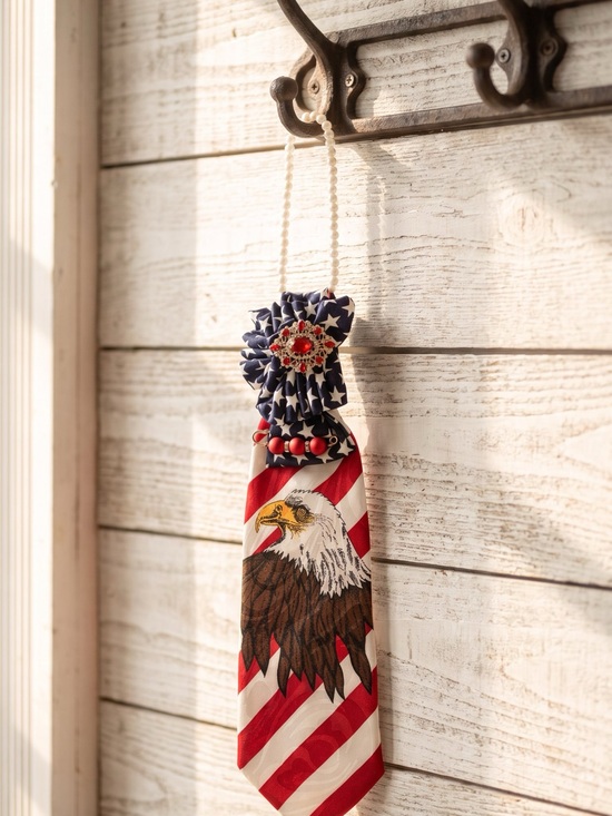Handmade Other - Patriotic Eagle necktie necklace Red, White & Blue adorned with a red brooch